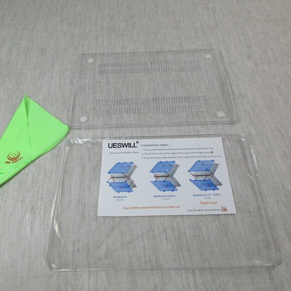 UESWILL Mackbook Pro 13" Clear Notebook Protective Cover Case + Microfiber Cloth - Picture 5 of 8